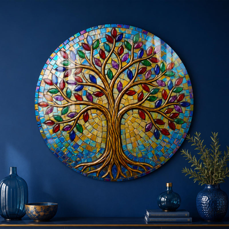 Jewel Tree Of Life II — tempered glass, ultra HD print, ready to hang