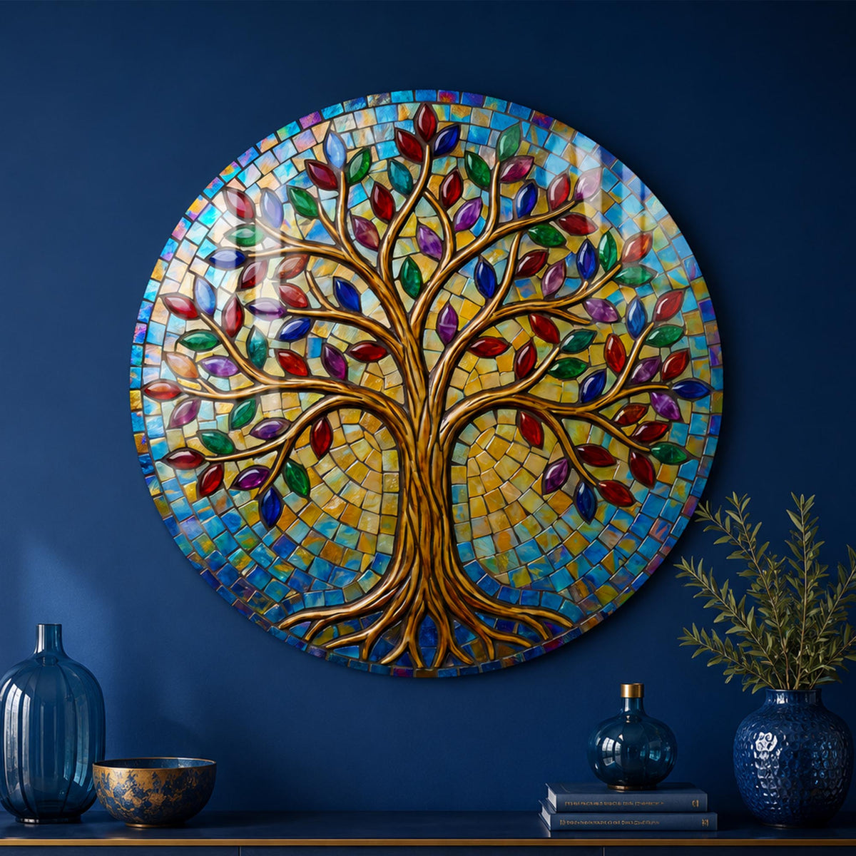 Jewel Tree Of Life II — tempered glass, ultra HD print, ready to hang