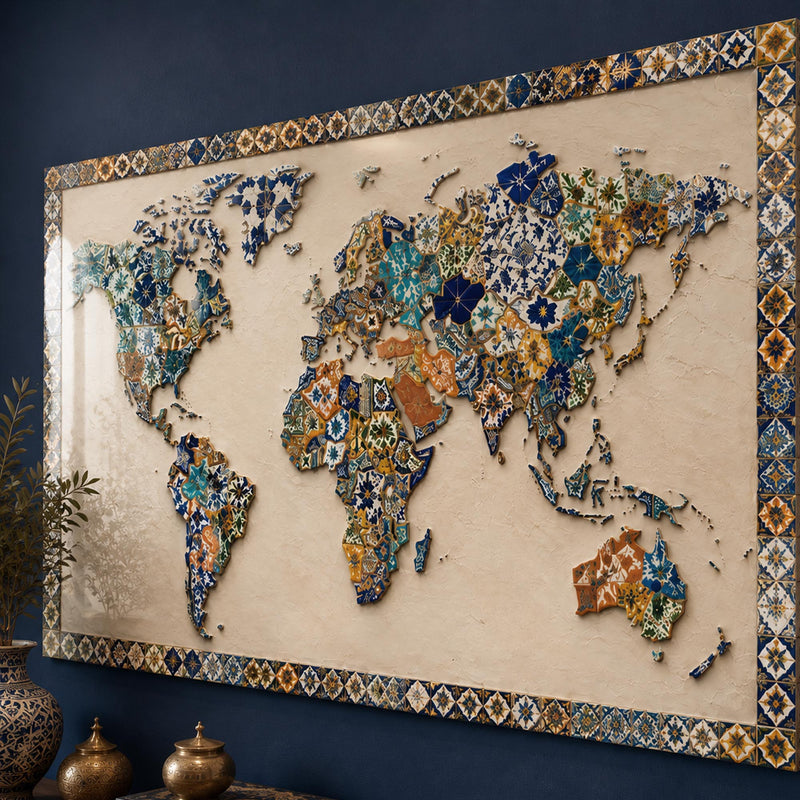 Mosaic World Map lifestyle view