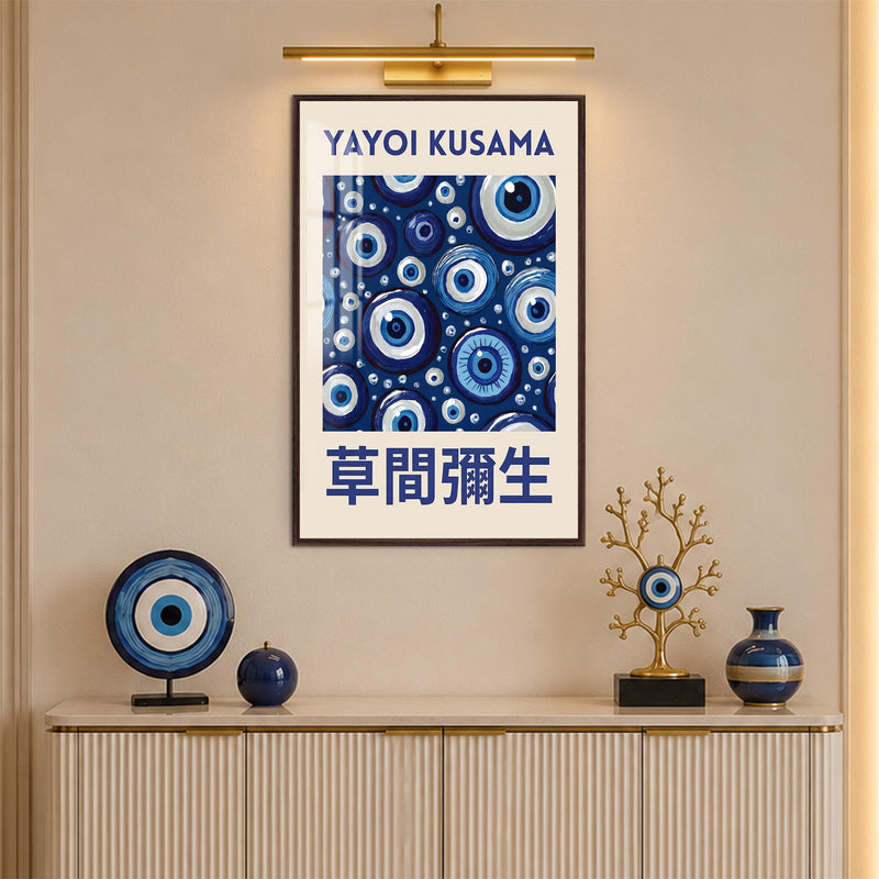 Kusama Evil Eye with walnut frame