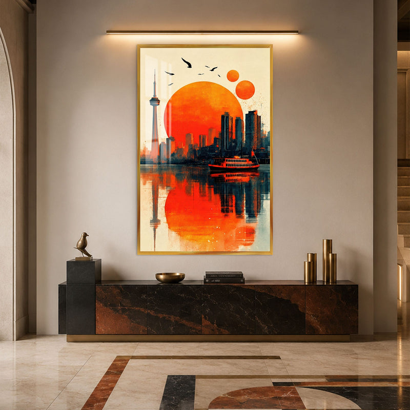 Artronauts Glass Print 12x18 cm | 4.7"x7.1" / Gold Toronto Sunset Glass Wall Art