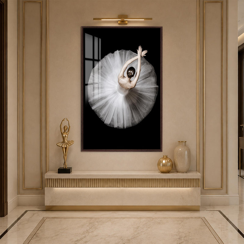 White Tutu From Above with walnut frame