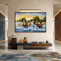Horses Running Through Water with walnut frame