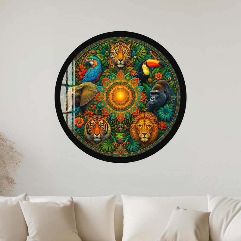 Jungle Kingdom Mandala with black frame