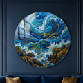 Gilded Ocean Vortex — tempered glass, ultra HD print, ready to hang