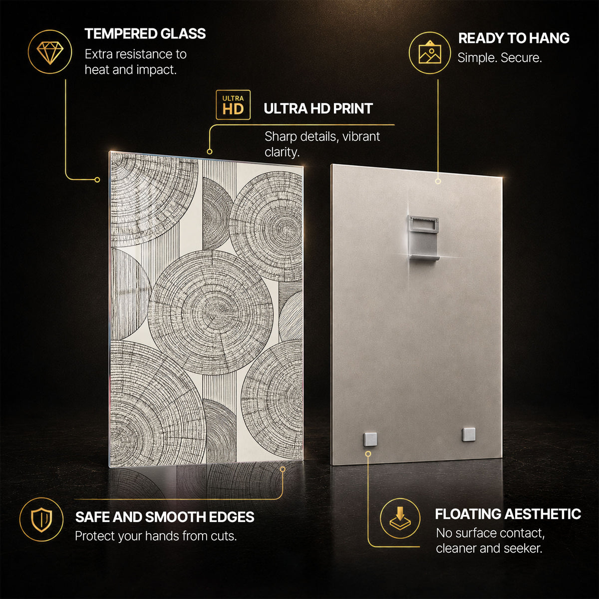 Golden Circle — tempered glass, ultra HD print, ready to hang