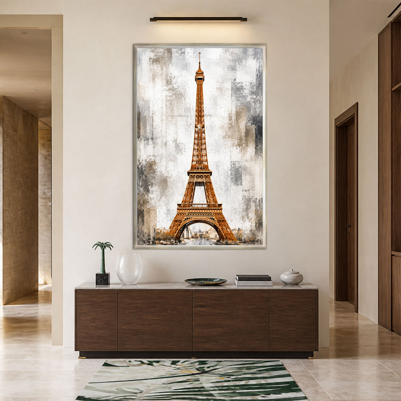 Golden Eiffel Tower with silver frame