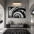 Artronauts Glass Print 18x12 cm | 7.1"x4.7" / Black Spiral Staircase Depths Glass Wall Art