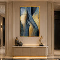 Artronauts Glass Print 12x18 cm | 4.7"x7.1" / Gold Gilded Sapphire Currents Glass Wall Art