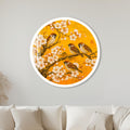 Golden Blossom Sparrows with white frame