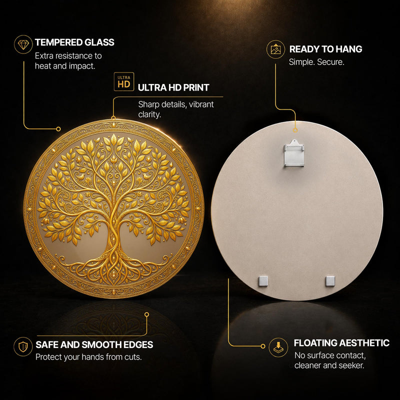 Golden Tree Of Life IV with walnut frame