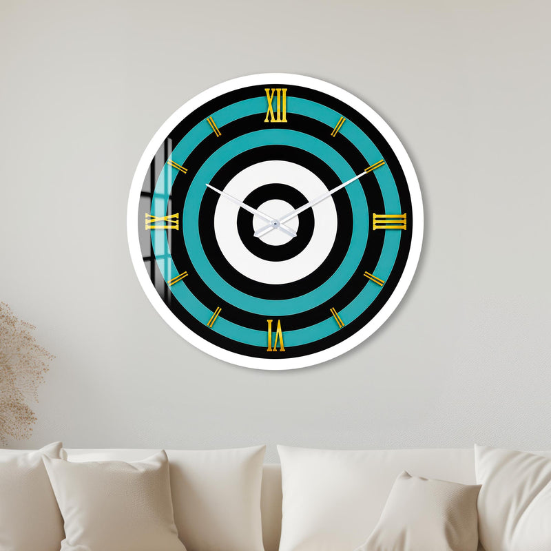 Aqua Concentric Rings with white frame