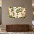 Botanical World Map with gold frame