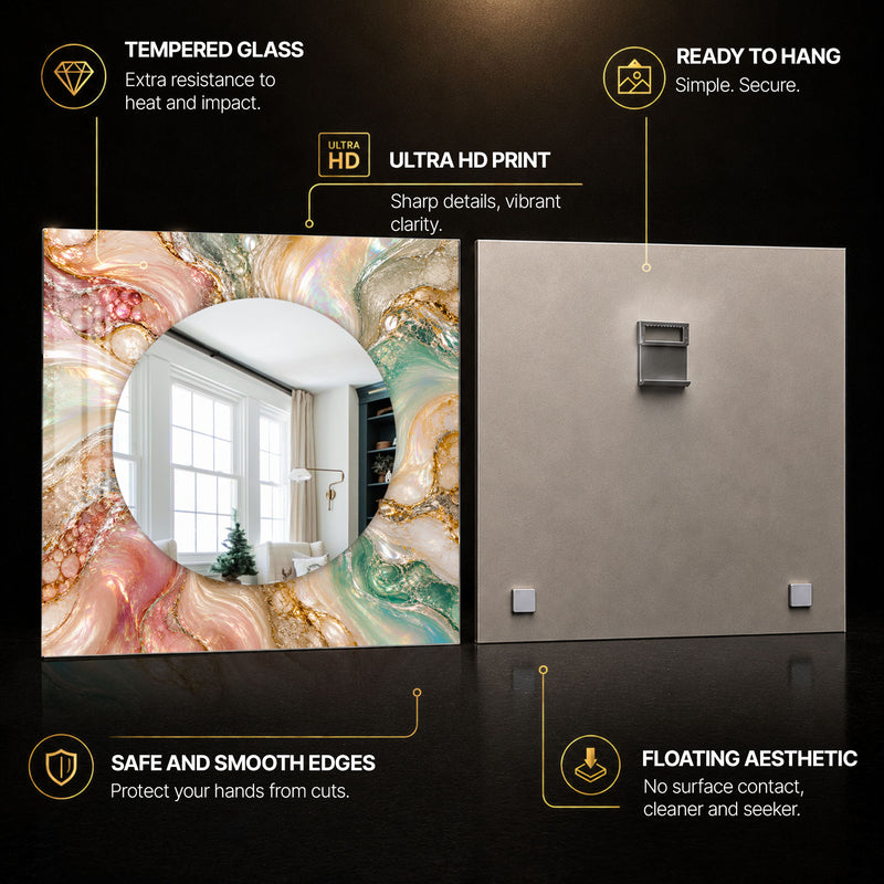 Opalescent Marble Swirl — tempered glass, ultra HD print, ready to hang