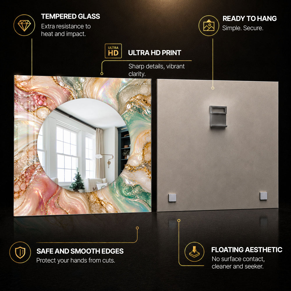 Opalescent Marble Swirl — tempered glass, ultra HD print, ready to hang