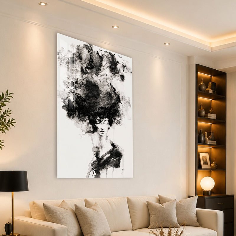 Artronauts Glass Print Ink Cloud Woman Glass Wall Art