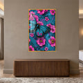 Turquoise Butterfly Garden with gold frame