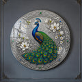 Regal Peacock II — tempered glass, ultra HD print, ready to hang