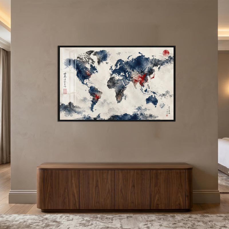 Ink Wash World Map lifestyle view