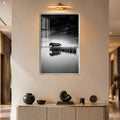 Solitary Lake House with silver frame