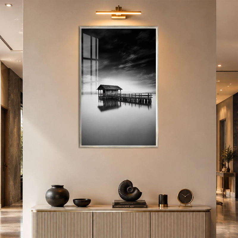 Solitary Lake House with silver frame