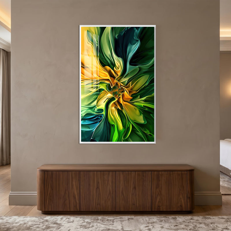 Emerald Golden Bloom with white frame