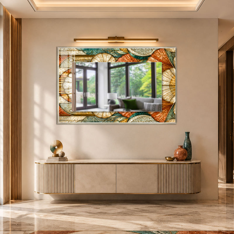 Jeweled Fan Mosaic with white frame