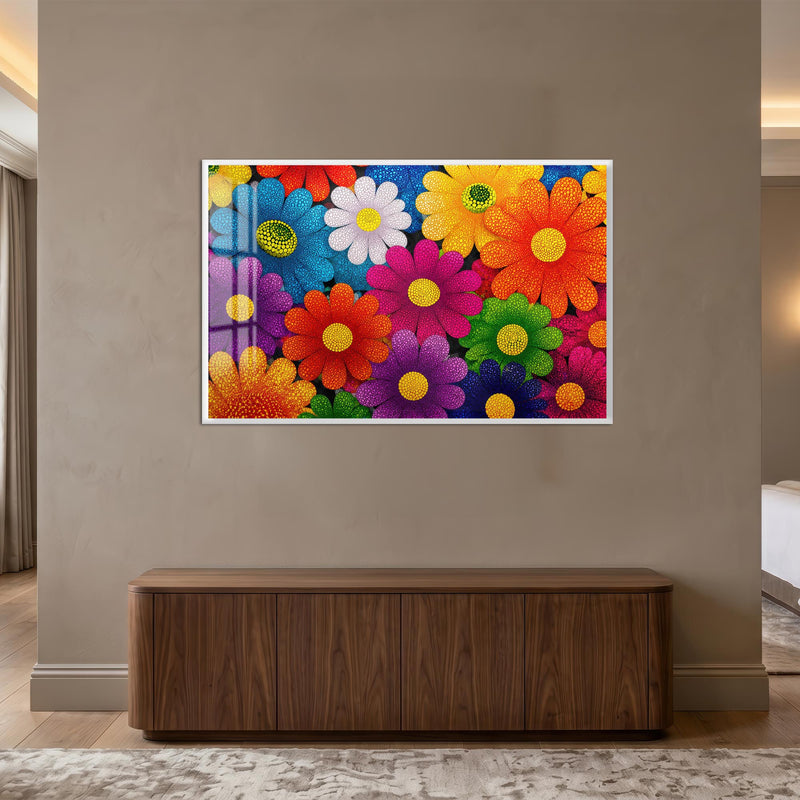 Dotted Floral Kaleidoscope with white frame