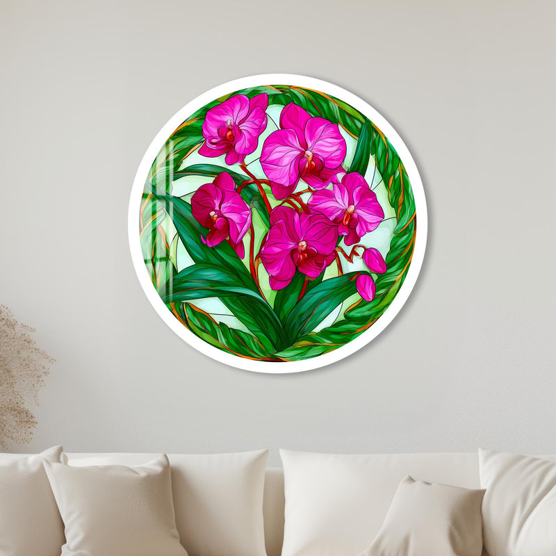 Vibrant Orchid Garden with white frame