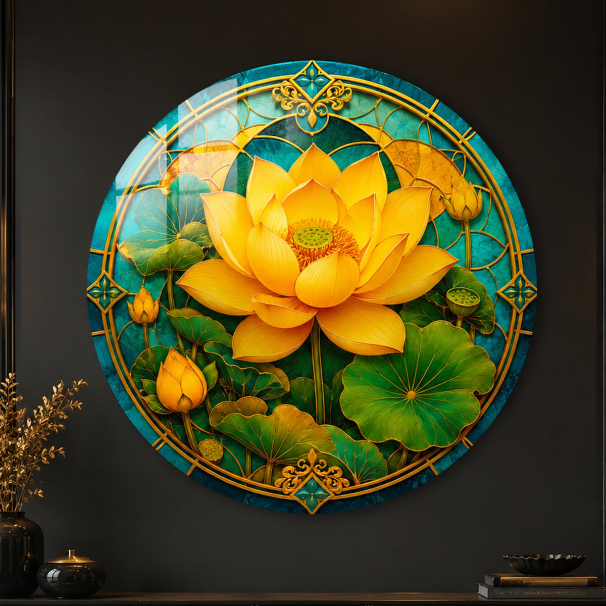 Golden Lotus in a modern room