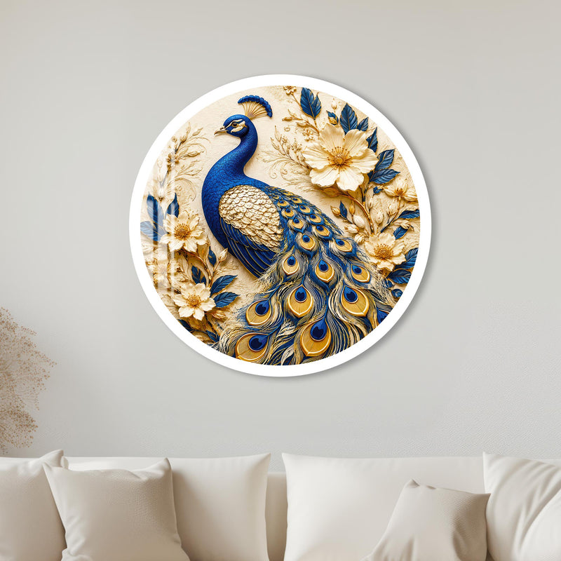 Ivory Peacock Garden with white frame