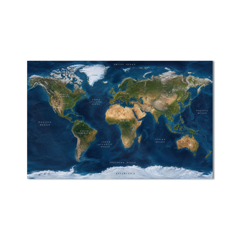 Satellite World Map product shot on white background