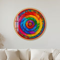 Rainbow Feather Spiral with gold frame
