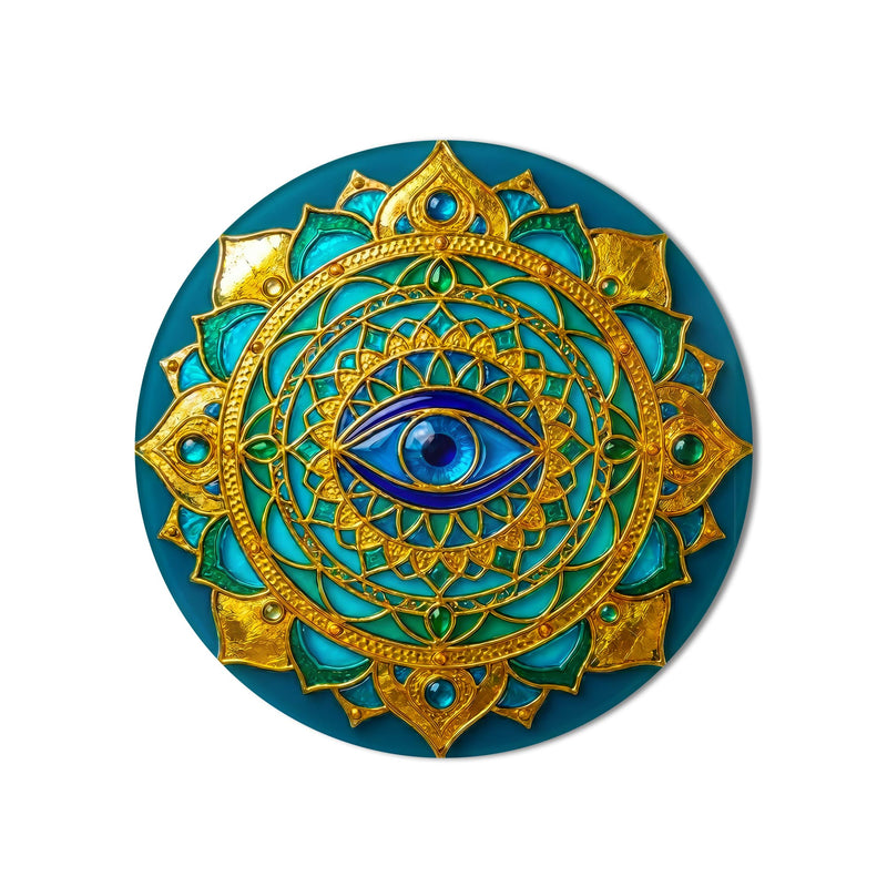 Golden Lotus Eye Mandala product shot on white background
