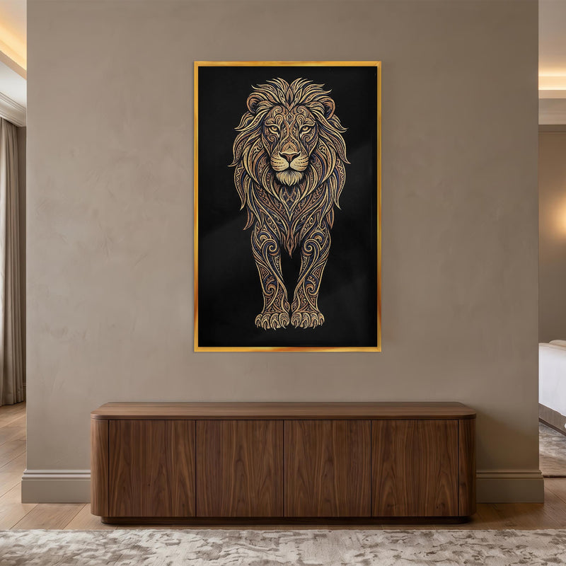 Ornate Golden Lion with gold frame