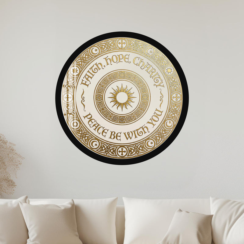 Faith Hope Charity Interfaith Medallion with black frame