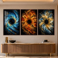 Floral Fire with walnut frame