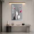 Pink Magnolia Still Life with white frame