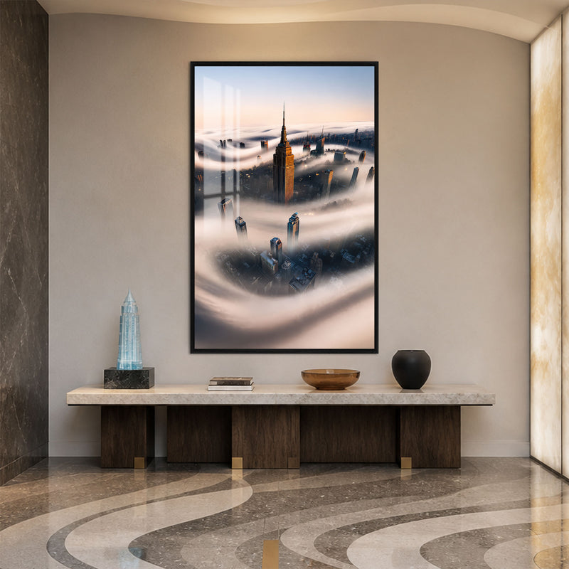 Manhattan Above The Clouds with black frame