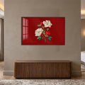 Crimson Floral Elegance with walnut frame