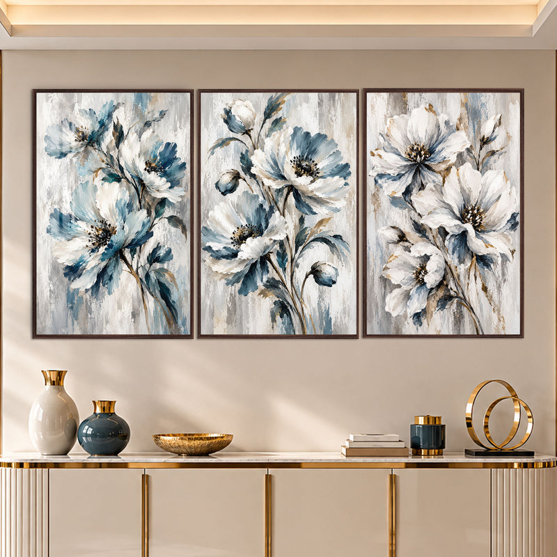 Blue Blossom II with walnut frame