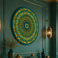 Teal Gold Rose Window Mandala lifestyle view