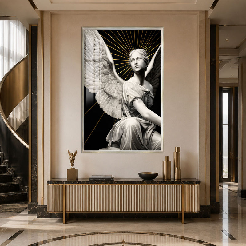 Artronauts Glass Print 12x18 cm | 4.7"x7.1" / Silver Radiant Angel Glass Wall Art
