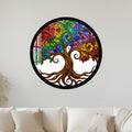 Rainbow Floral Tree Of Life with black frame