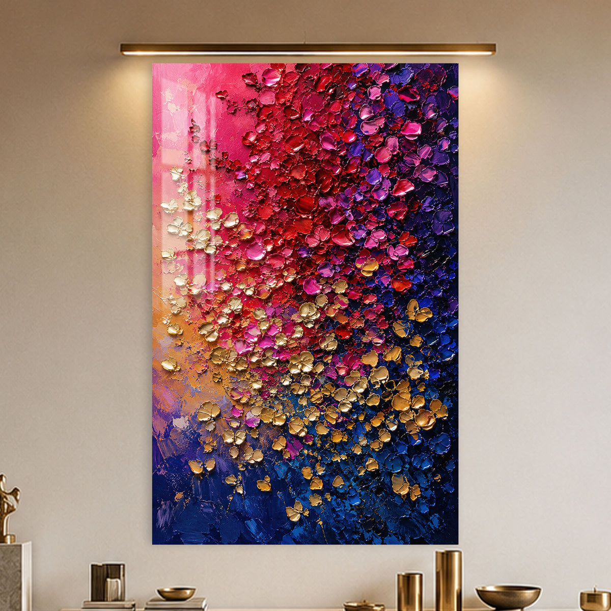 Chromatic Petal Cascade in a modern room