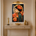 Gilded Amaryllis Muse with white frame