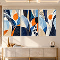 Blue Orange Abstract with silver frame