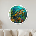 Stained Glass Sea Turtle with white frame