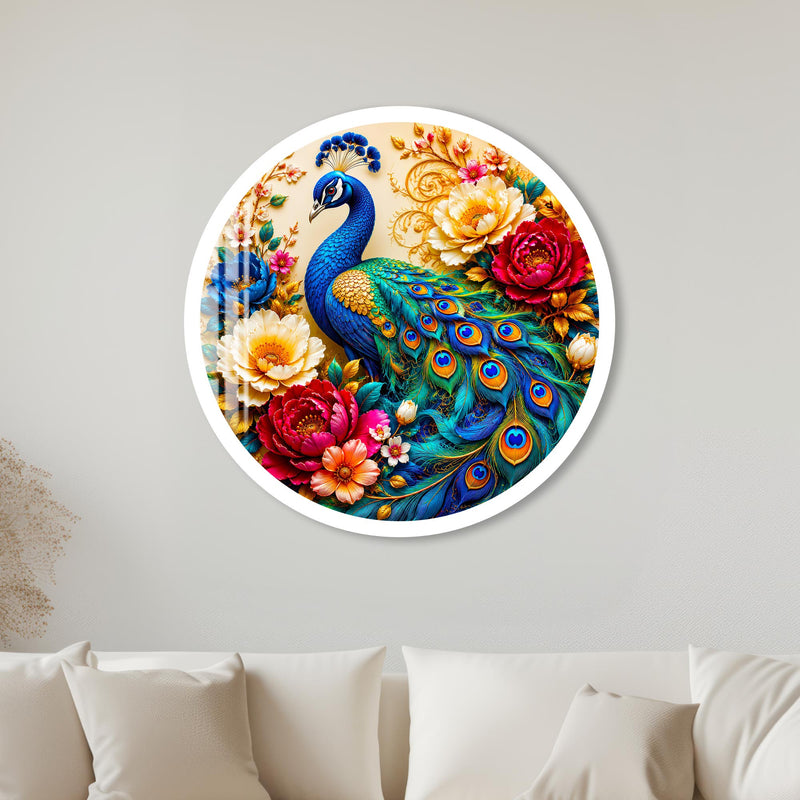 Regal Peacock Garden with white frame