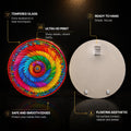 Rainbow Feather Spiral — tempered glass, ultra HD print, ready to hang